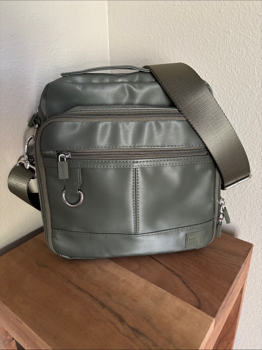 IHKWIP Everyday Explorer Crossbody Bag in Metallic Military Olive Like New